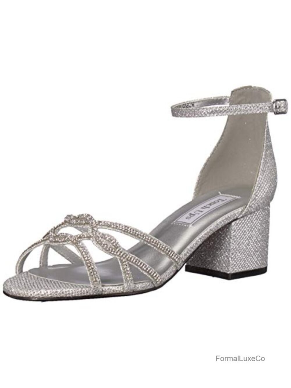 Platform Pump Heeled Sandal with Jeweled Vamp & Ankle Strap
